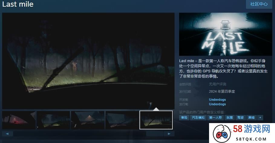 第一人称汽车恐怖游戏《Last mile》Steam页面 支持简中